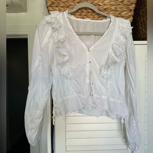 White Ruffle Blouse